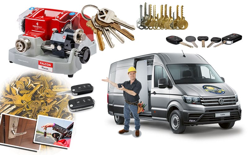 Key Cutting Service and Locksmith on Wheels Vehicle